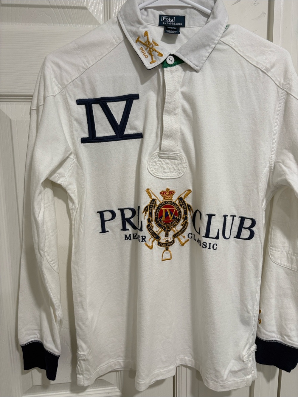 Polo Ralph Lauren vintage White Premium Club Embroidered Rugby Shirt kids 16-18